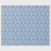 Amhaloden Blue Floral Wrapping Paper Cadeaupapier (Vlak)