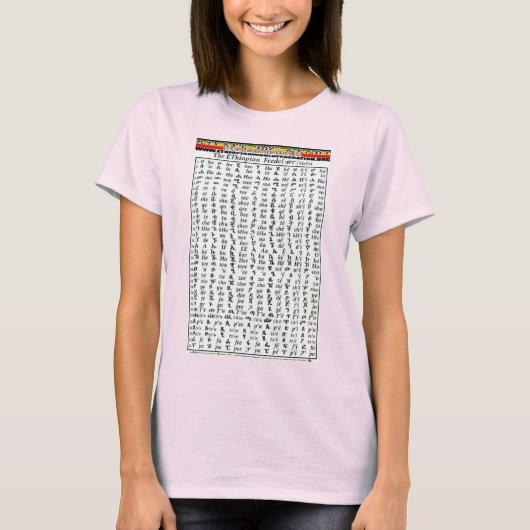 Amharic Alphabet Chart Ethiopian World Federation T-shirt (Voorkant)