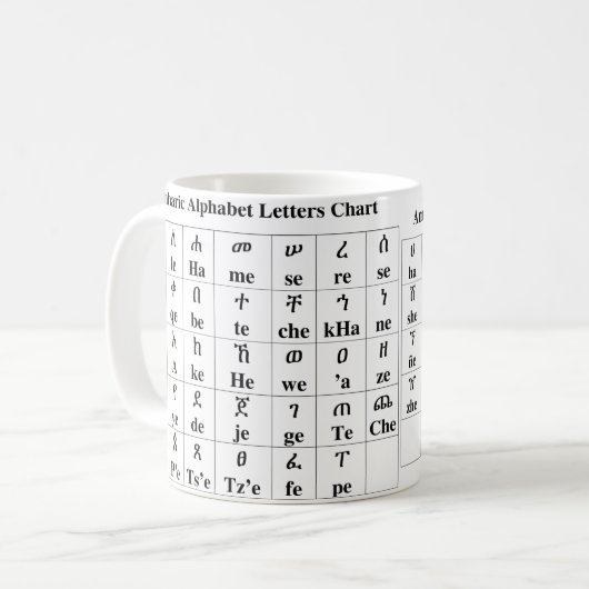 Amharic Alphabet Letters Chart - Mok van 33 graden (Voorkant links)