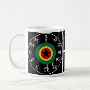 Amharic Numbers & Time Ethiopian Black Star Clock Koffiemok