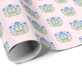 Amherst Bloemendruk op Roze Cadeaupapier