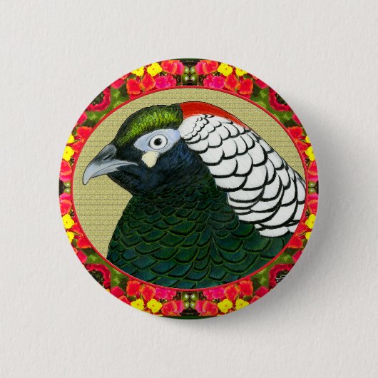 Amherst Fazant en Bloemen Ronde Button 5,7 Cm (Voorkant)