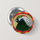 Amherst Fazant en Bloemen Ronde Button 5,7 Cm (Voorkant /achterkant)
