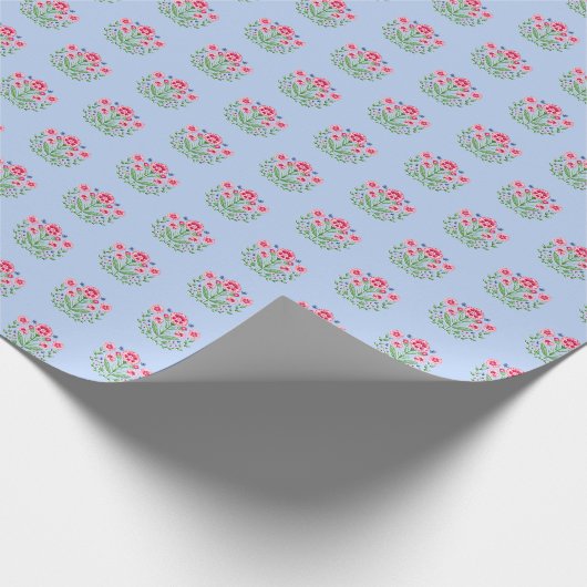 Amherst Floral Print on Blue  Cadeaupapier (Hoek)