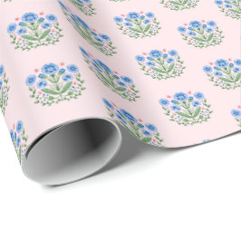 Amherst Floral Print on Pink Cadeaupapier