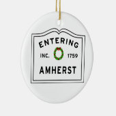 Amherst, MA Holiday Wreath Metal Ornament (Rechts)