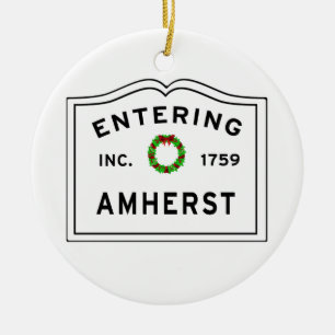 Amherst, MA Holiday Wreath Metal Ornament