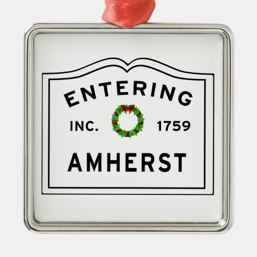 Amherst, MA Holiday Wreath Metal Ornament (Voorkant)