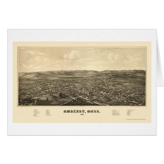 Amherst, MA Panoramic Map - 1886 (Voorkant Horizontaal)