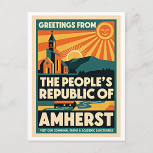 Amherst MA Volksrepubliek Amherst Retro Briefkaart