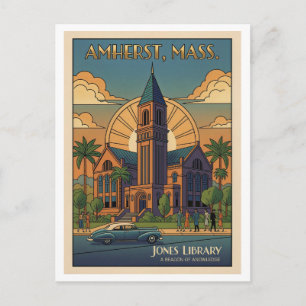 Amherst Massachusetts – Jones Library Kleurrijk AI Briefkaart