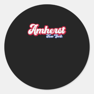 Amherst New York Ny Retro Lettertype 716 Western N Ronde Sticker