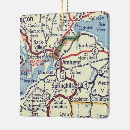 Amherst NS  Map Keramisch Ornament (Links)