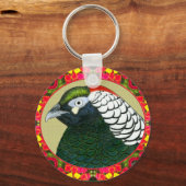Amherst Pheasant and Flowers Sleutelhanger (Voorkant)