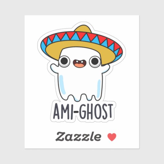 Ami-ghost Grappige Halloween Mexicaanse Spook Pun Sticker (Vel)