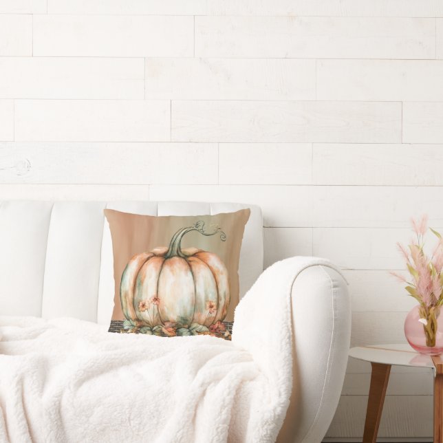 Amiable Sinaasappel, Witte en Groene Waterverf Pom Kussen (Bank)