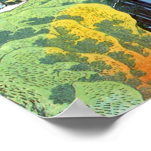 Amida Waterfall, Hokusai Japanese Fine Art Poster (Hoek)