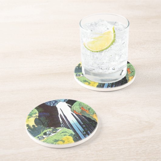 Amida Waterfall, Hokusai Japanese Fine Art Zandsteen Onderzetter (Zijkant)