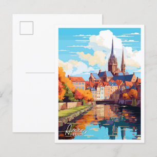Amiens Frankrijk vintage reisillustratie Briefkaart