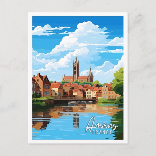 Amiens Frankrijk vintage reisillustratie Briefkaart (Voorkant)