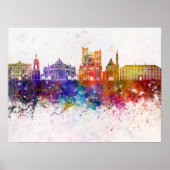 Amiens skyline op waterverf achtergrond poster (Voorkant)
