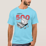 Amiga 500 computer - rode versie t-shirt<br><div class="desc">Isometrische illustratie van een beroemde amiga 500 retrocomputer.</div>