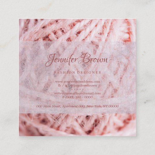 Amigurumi Yarn Pink Crochet Vierkante Visitekaartje (Achterkant)