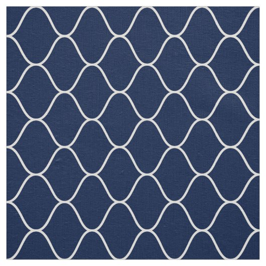 Amime Pattern - White on Dk Indigo Blue 001744 Stof (Swatch)