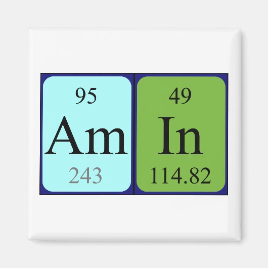 Amin periodieke tabelnaam magneet (Voorkant)