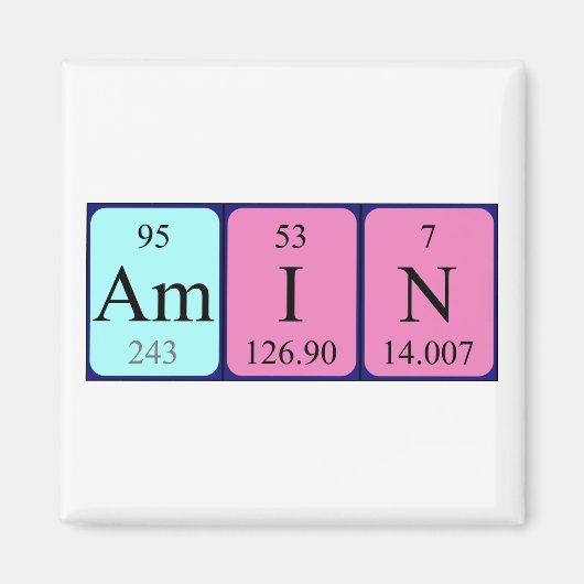 Amin periodieke tabelnaam magneet (Voorkant)