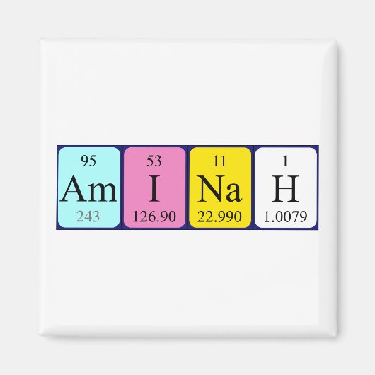 Aminah periodiek table name magnet (Voorkant)