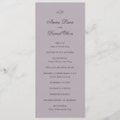 Amira Dusty Lila Elegant Wedding Programmakaart (Voorkant)