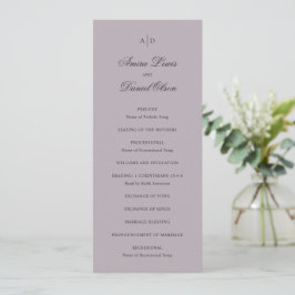 Amira Dusty Lila Elegant Wedding Programmakaart