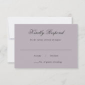 Amira Dusty Lila Elegant Wedding RSVP Kaartje (Voorkant)