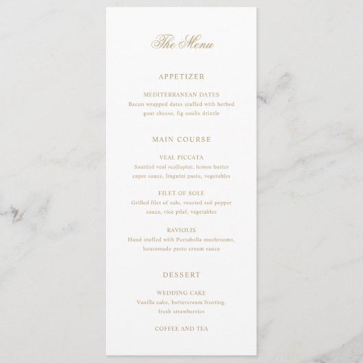 Amira Gold Elegant Huwelijk Menu (Voorkant)
