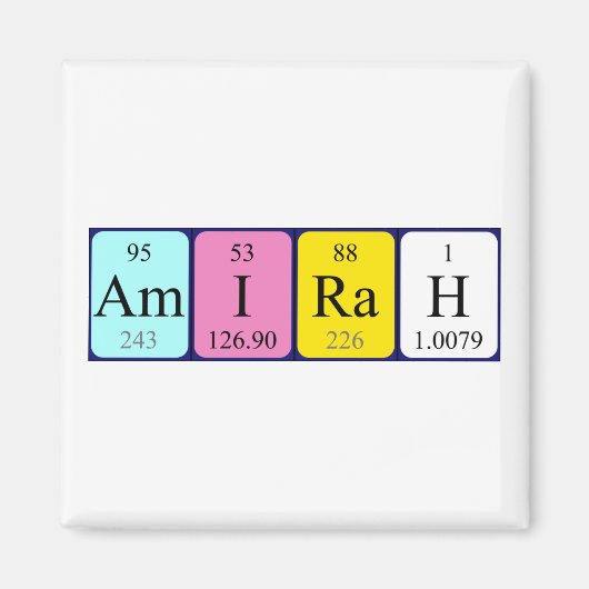 Amirah periodieke table name magnet (Voorkant)
