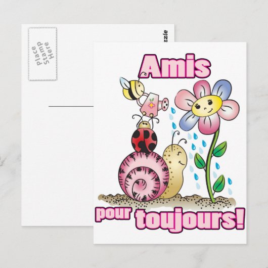 Amis pour toujours briefkaart (Voorkant / Achterkant)