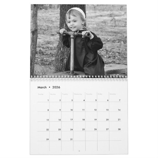 Amish B&W Kalender (Mar 2026)