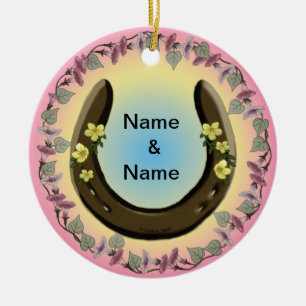 Amish Bloem Hoefijzer ornament