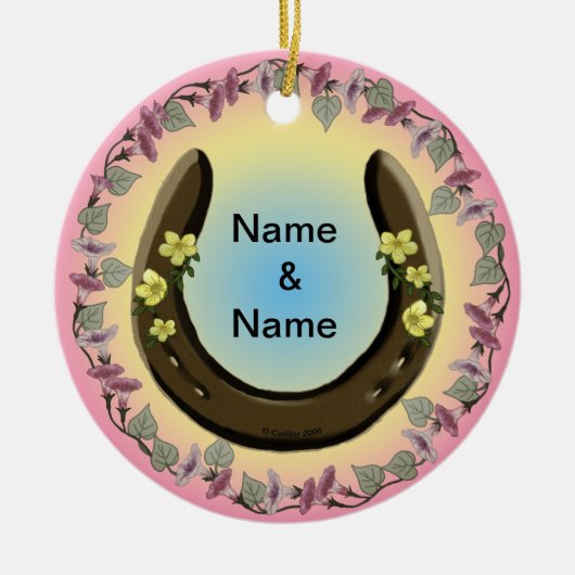 Amish Bloem Hoefijzer ornament (Voorkant)