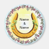 Amish Blue Flower Hoefijzer Magneet (Voorkant)