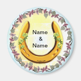 Amish Blue Flower Hoefijzer Magneet