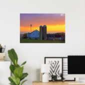 Amish-Boerderij op Sunrise Poster (Thuiskantoor)