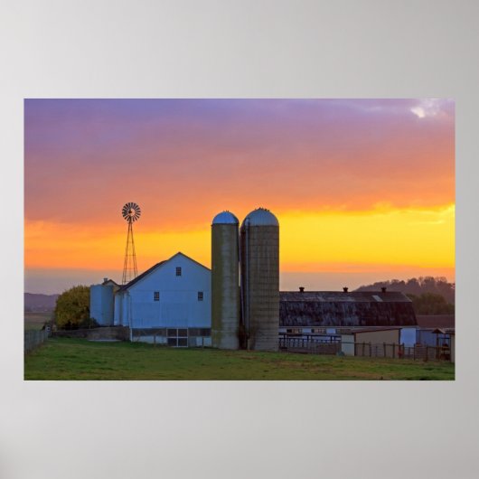 Amish-Boerderij op Sunrise Poster (Voorkant)