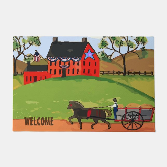 Amish Boerderij Rug Deurmat (Voorkant)