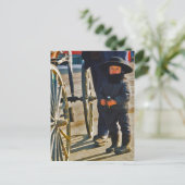 Amish Boy/Wagon Wheel Briefkaart (Staand voorkant)