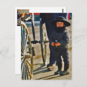 Amish Boy/Wagon Wheel Briefkaart (Voorkant / Achterkant)