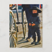 Amish Boy/Wagon Wheel Briefkaart (Voorkant)