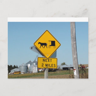 Amish Buggie Crossing Sign Post Card Briefkaart