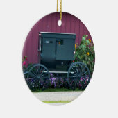 Amish Buggy-Barnyard Keramisch Ornament (Rechts)